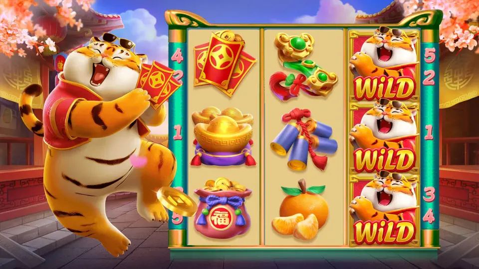 Fortune Tiger gameplay — vista del tablero con símbolos orientales activos durante una partida